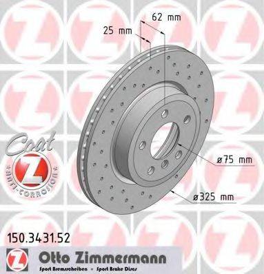 гальмівний диск ZIMMERMANN 150.3431.52