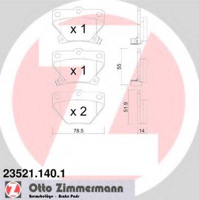 Комплект гальмівних колодок, дискове гальмо ZIMMERMANN 23521.140.1