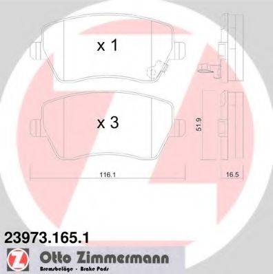 Комплект гальмівних колодок, дискове гальмо ZIMMERMANN 23973.165.1