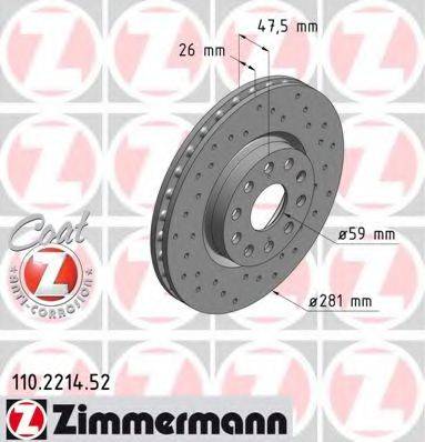 Тормозной диск ZIMMERMANN 110.2214.52