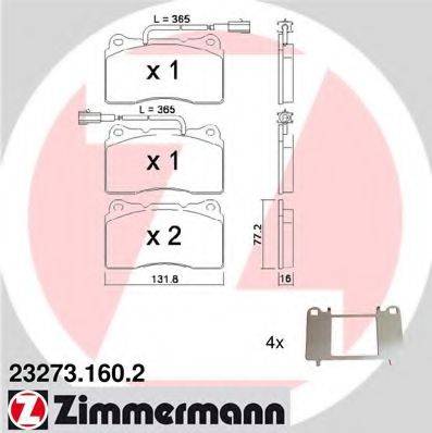 Комплект гальмівних колодок, дискове гальмо ZIMMERMANN 23273.160.2