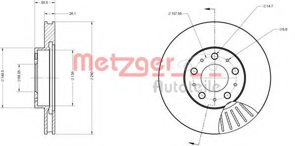 Тормозной диск METZGER 6110253