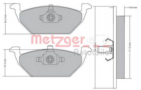 Комплект гальмівних колодок, дискове гальмо METZGER 1170027