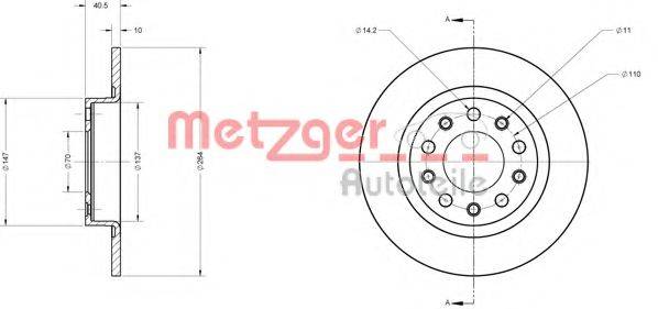Тормозной диск METZGER 6110690